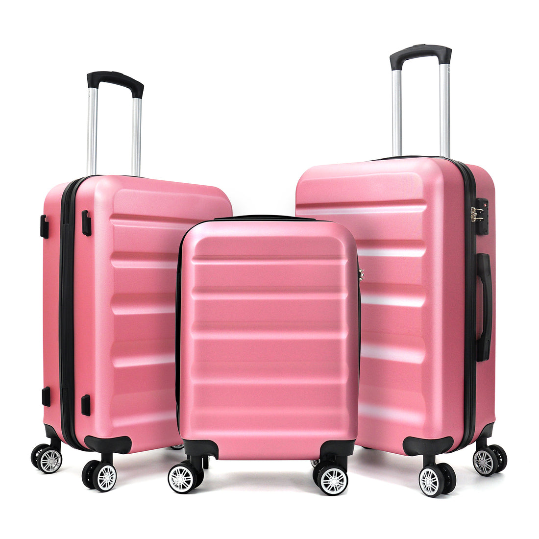 3 Piece Luggage 20Inches,24Inches,28Inches Featuring 360 Rotating Wheels And Tsa Lock Abs Hard Shell Yet Practical Design Suitable For Both Men And Women Pink Abs