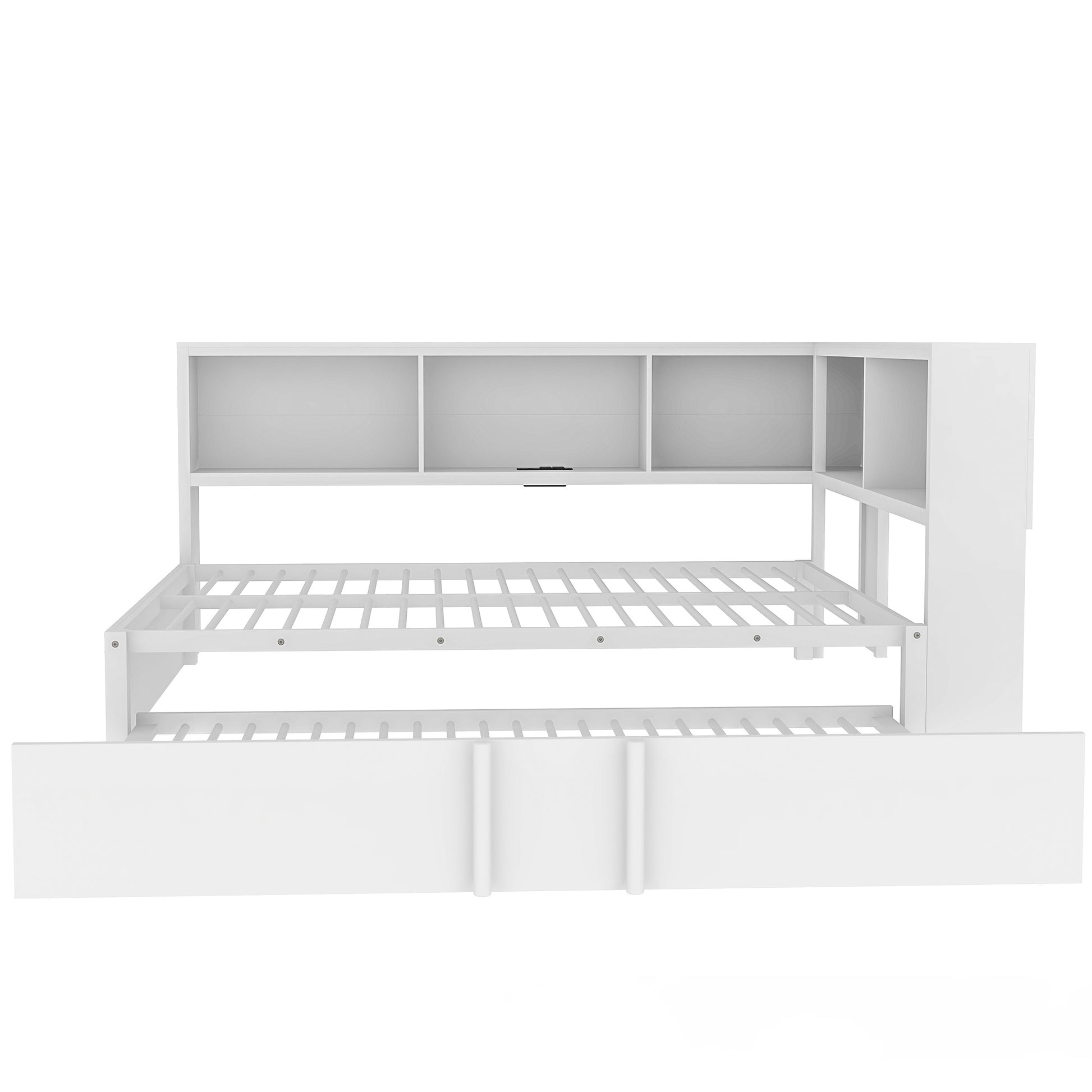 Metal Full Size Daybed With Trundle, Storage Cabinets And Usb Ports, White Full White Metal