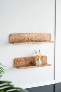 23.6X4.7X4.7" Burl Wood Floating Wall Shelf, Brown Brown Mdf