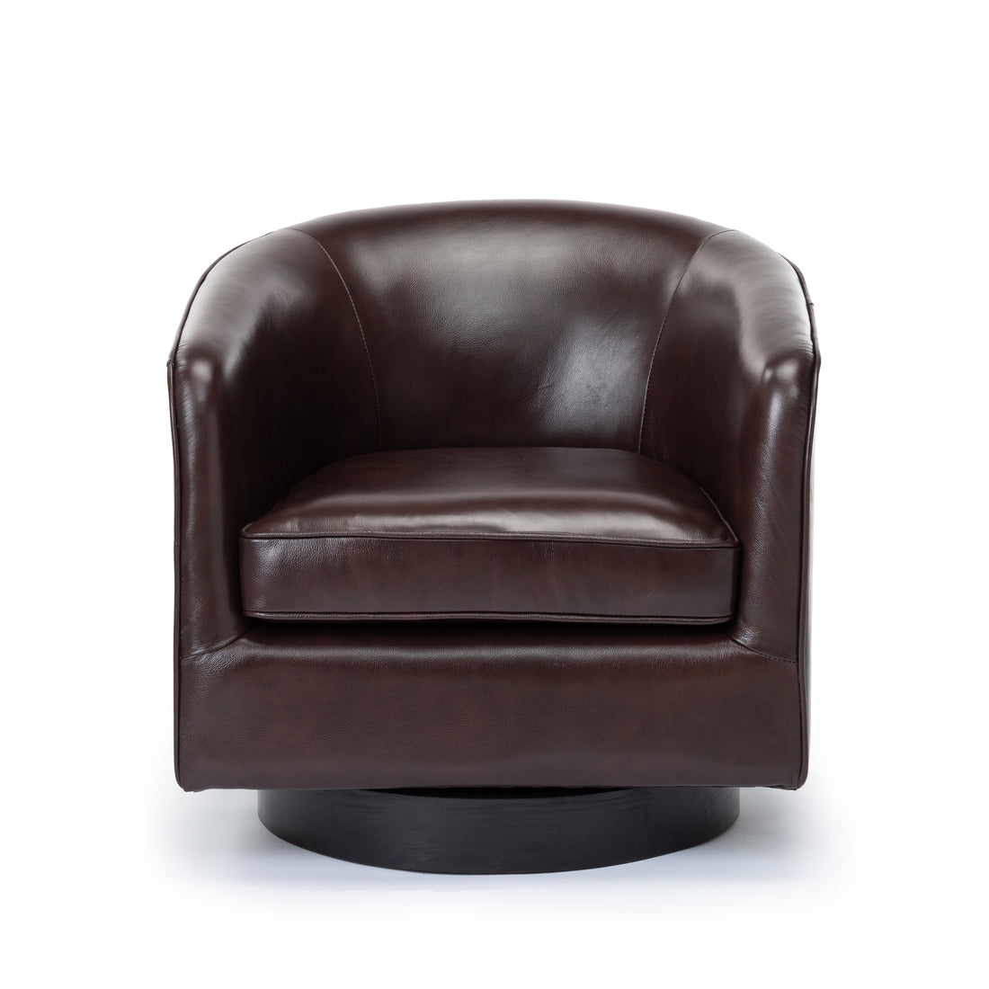 Tanner Brown Top Grain Leather Swivel Chair Brown Foam Leather