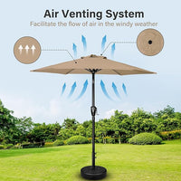 9' Patio Umbrella Outdoor Table Market Yard Umbrella With Push Button Tilt Crank Tan Stainless Steel