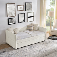 Daybed With Trundle Upholstered Tufted Sofa Bed, Twin Size, Boucle Fabric, Beige 83"X43"X29.5" Beige Boucle