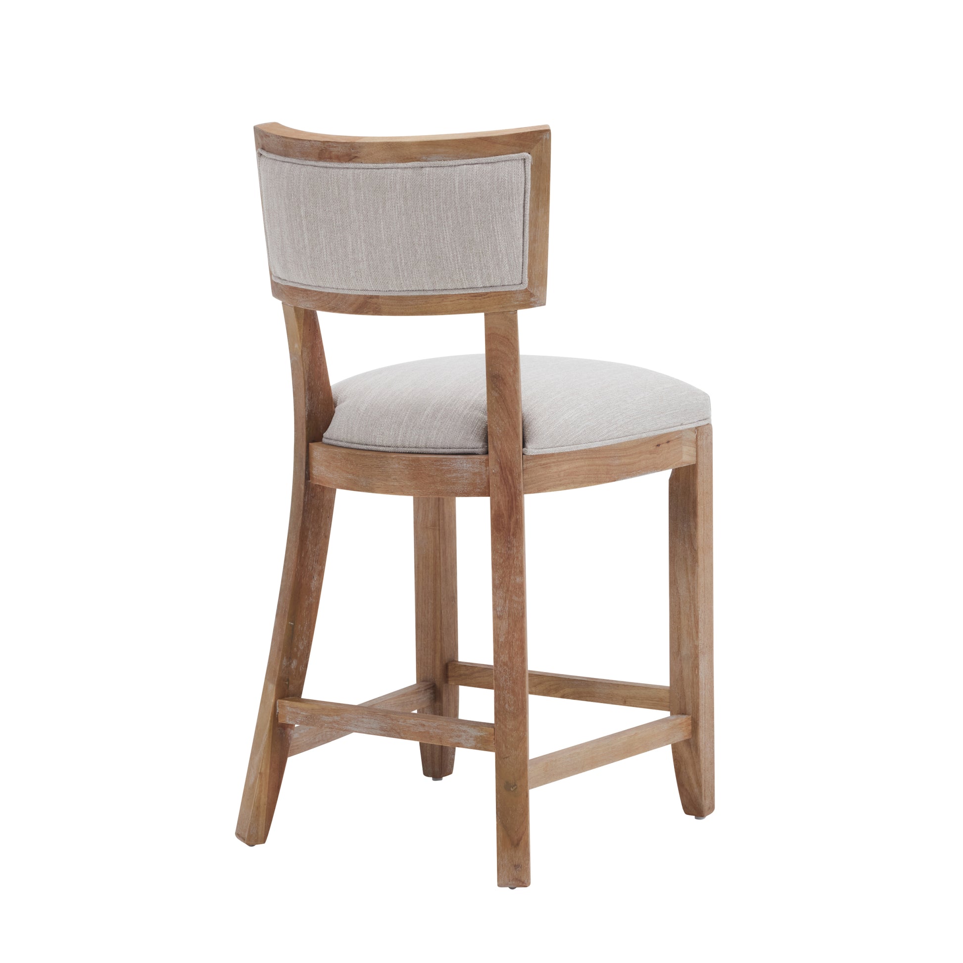 26.5" Counter Stools Set Of 2, Upholstered Counter Height Bar Stools With Comfy Back, Solid Rubber Wood Frame, Backrest, Footrest, Armless Barstools For Home Bar, Kitchen Counter, Beige & Natural Beige Natural Set Of 2 Fabric