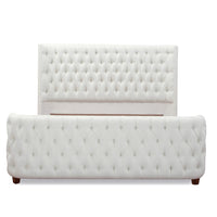 Brooklyn King Tufted Panel Bed Headboard And Footboard Set, Antique White Polyester Box Spring Required King Antique White Wood Foam Polyester Polyester