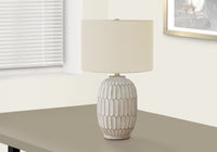 Lighting, 24"H, Table Lamp, Cream Resin, Ivory Cream Shade, Transitional Cream Polyresin