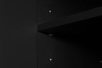 4 Door Sideboard Storage Cabinet For Living Room And Dining Room, Two Large Cabinets With Gold Handles And Adjustable Shelf, Black Black Rubberwood Solid Wood Mdf