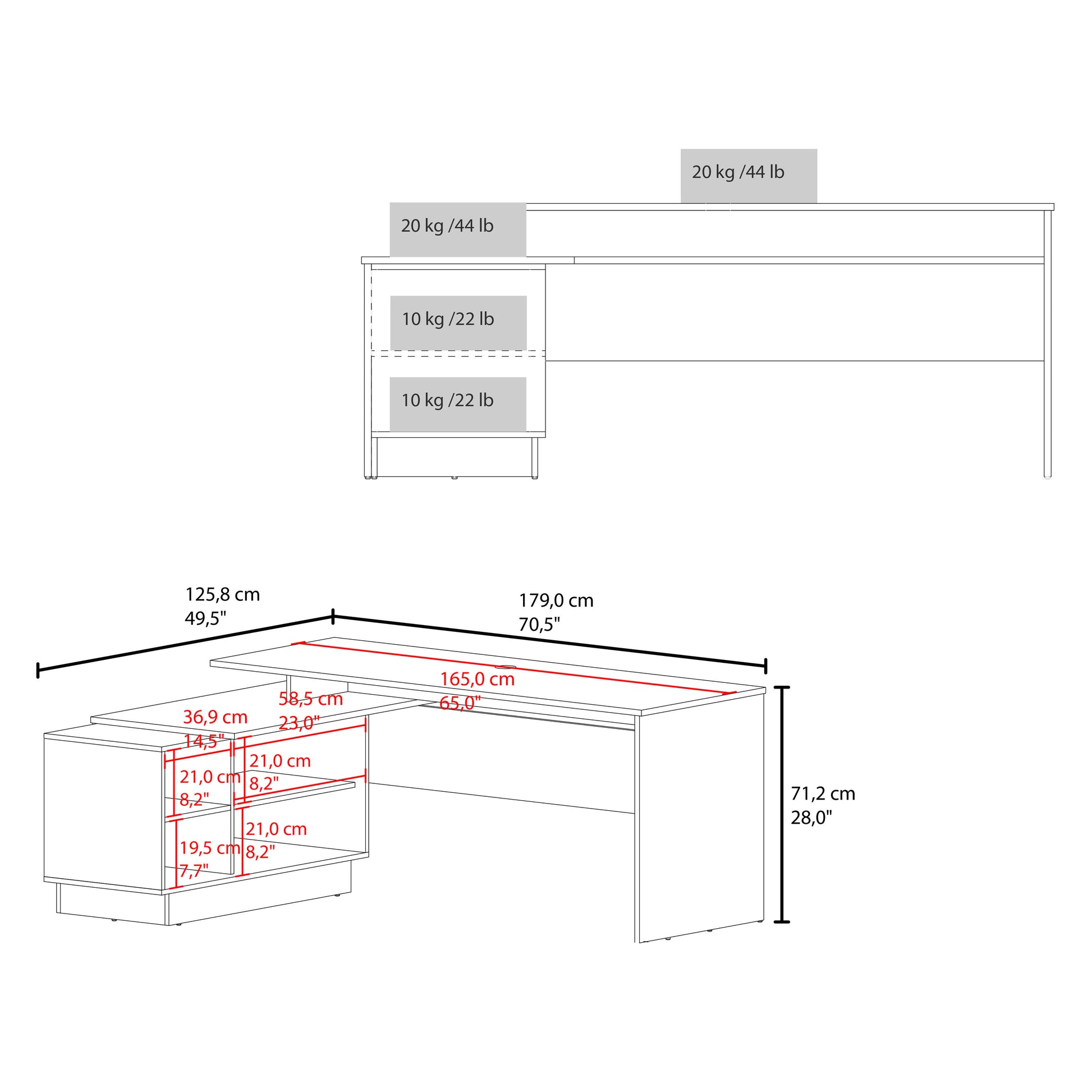 Weir L Shaped Desk In Melamine, White White White Computer Desk Office Minimalist,Modern Freestanding L Shape Shelves Desk Particle Board Melamine