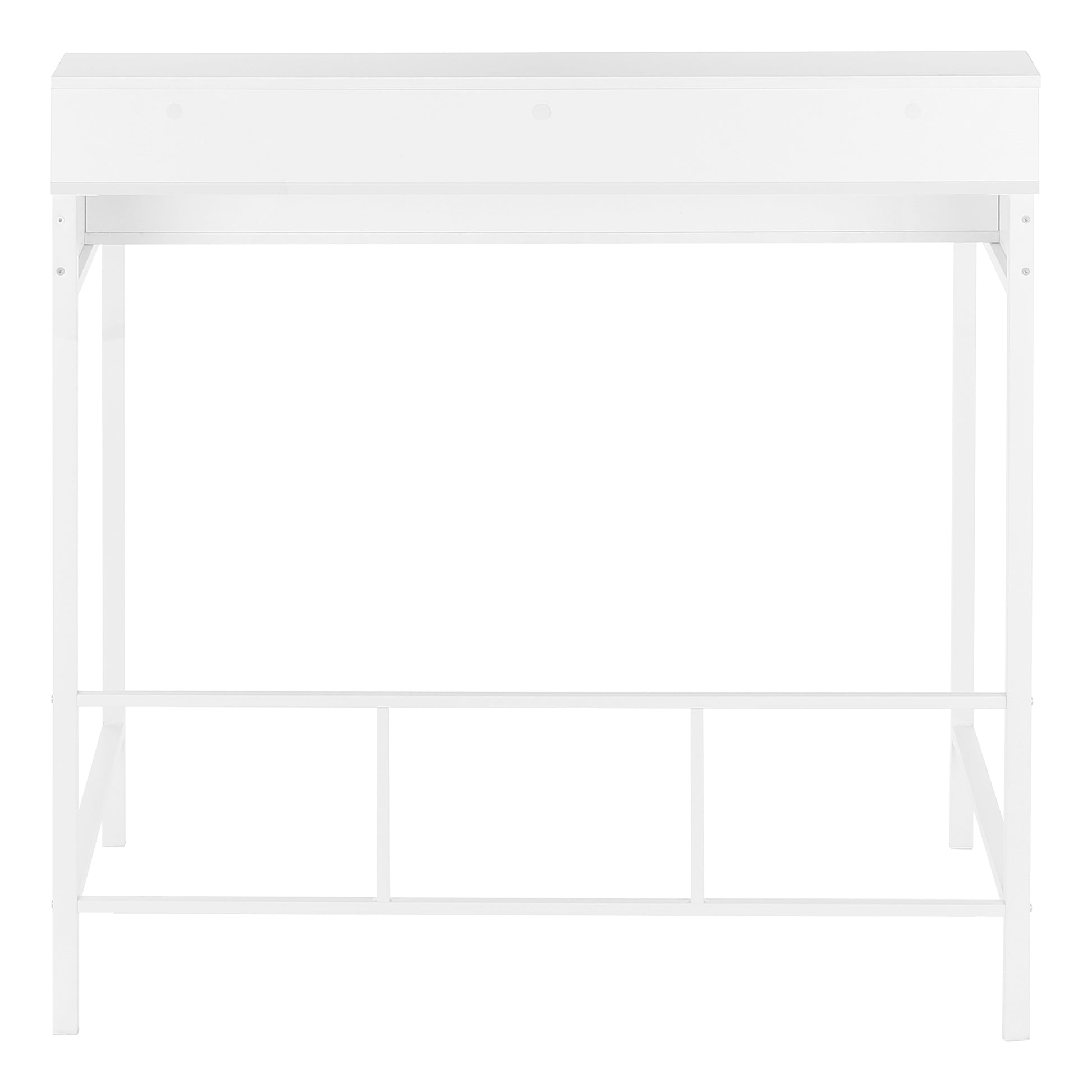 Computer Desk, Home Office, Standing, Storage Shelves, 48"L, Work, Laptop, White Laminate, White Metal, Contemporary, Modern White Metal