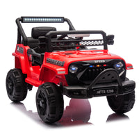 12V Kids Ride On Electric Truck Car W Parents Control,2Wd,Four Wheel Suspension,Early Education Function,Adjustable Volume,Usb,Mp3,Bluetooth,Microphone Jack,Power Display,Led Lights For Kids Aged 3. Red Polypropylene