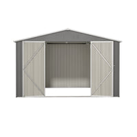 10X8 Ft Outdoor Storage Shed, All Weather Metal Sheds Withlockable Doors, Tool Shed For Garden, Patio, Backyard, Lawn, Grey Gray Metal