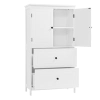 Bathroom Storage Cabinet, Cabinet With Two Doors And Drawers, Adjustable Shelf, Mdf Board, White White Mdf