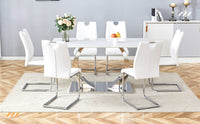 White Pu Dining Chair Set.Uniquely Designed White Dining Chairs. Pu Material, Paired With Silver Metal Chair Legs. Suitable For Offices, Restaurants, Kitchens, Conference Rooms, Etc. Set Of 4 White