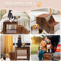 Pet Bunk Bed With Removable Step For Dogs And Cats, Multi Level Bed Window Perch Seat Platform With Cushion And Cat Scratch Pad, Indoor Use Vintage American Design Particle Board