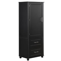 Tall Bathroom Storage Cabinet, Freestanding Storage Cabinet With Two Drawers And Adjustable Shelf, Mdf Board With Painted Finish, Black Black Mdf