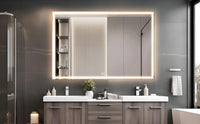 60X40 Inch Oversized Led Bathroom Mirror Wall Mounted Mirror With 3 Color Modes Aluminum Frame Large Wall Mirror For Bathroom Silver Aluminium