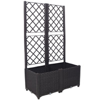 Poly Rattan Brown Trellis Raised Bed With Drainage Plug 2 Removable Pots With Large Flower Boxes Built In Support For Climbing Plants Outdoor Patio Garden Decoration Brown Polypropylene