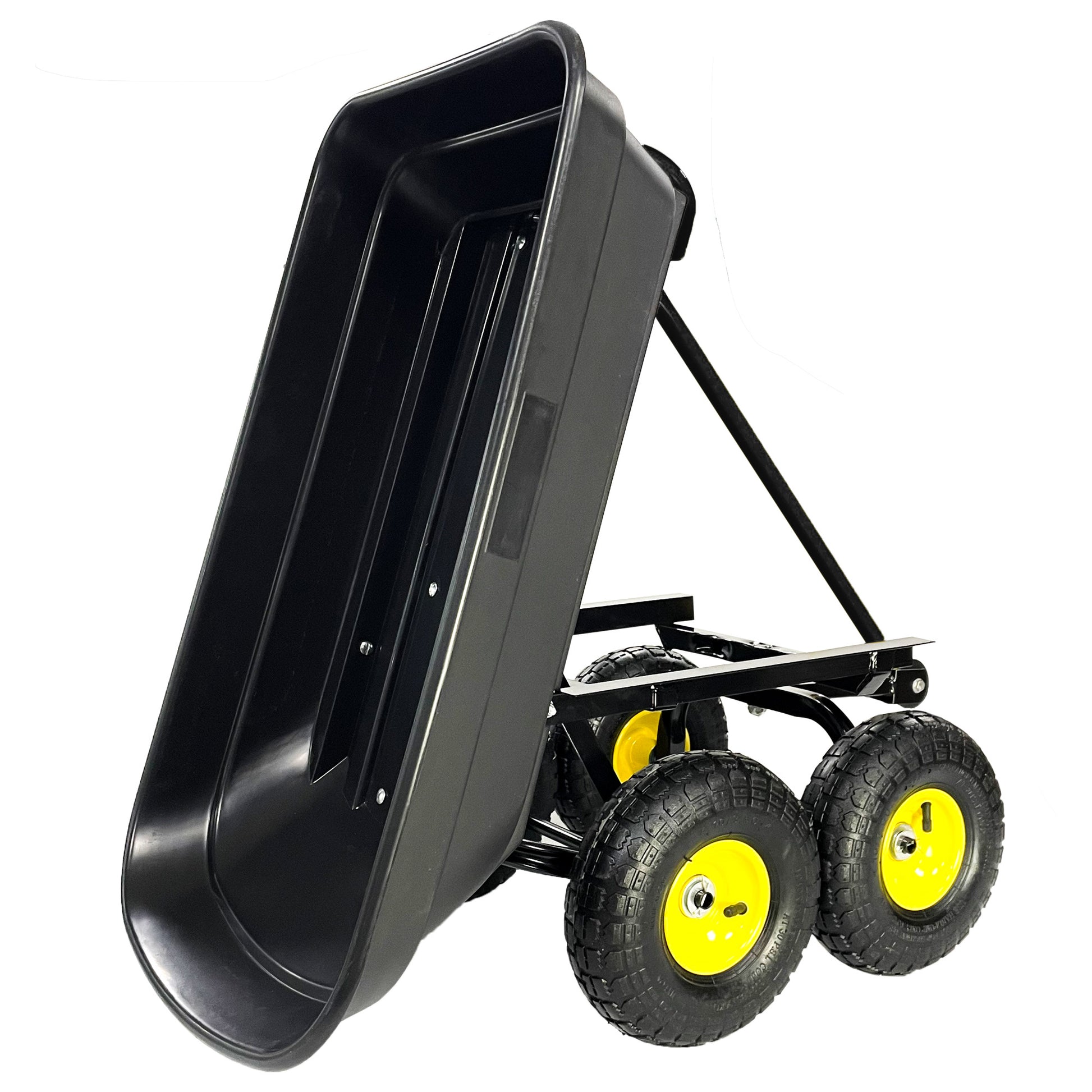 Folding Car Poly Garden Dump Truck With Steel Frame, 10 Inches. Pneumatic Tire, 300 Lb Capacity Body 75L Black Garden & Outdoor Iron Plastic