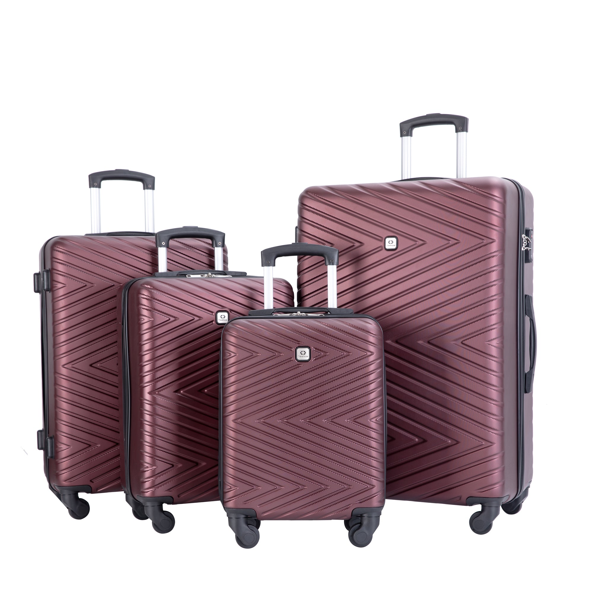 Luggage 4 Piece Abs Lightweight Suitcase With Rotating Wheels, 24 Inch And 28 Inch With Tsa Lock, 16 20 24 28 Wine Red Wine Red Abs