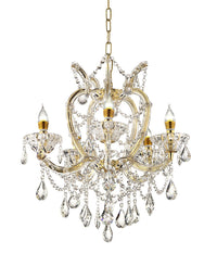 22"In Bella Petite Gold Crystal 5 Led Light Chandelier Gold Crystal