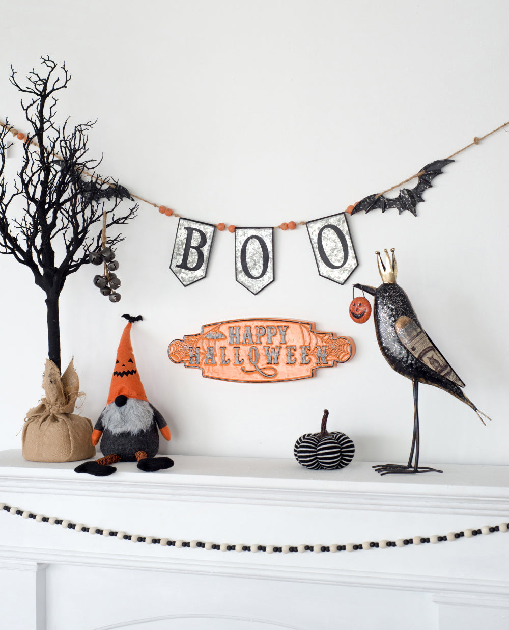 67X7.3"H Iron Boo Banner W Bats, For Halloween Holiday Decor Black,Gray,Orange Iron