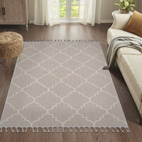 Naar Guros Collection 5X7 Ivory Trellis Indoor Outdoor Area Rug Ivory Polypropylene