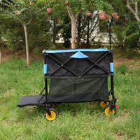 Big Large Capacity Folding Cart Extra Long Extender Wagon Cart Folding Wagon Garden Shopping Beach Cart Black Blue Black Garden & Outdoor Iron,Oxford Fabric