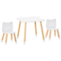 Qaba Wooden Kids Table And Chair Set Ideal For Arts, Meals, Homework, Cute Toddler Activity Table For Age 3 Years , White White Mdf