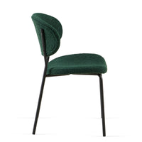 Dark Green Boucle Fabric Dining Chairs Set Of 2,Dining Chairs With Metal Legs For Dining Room, Kitchen, Living Room Metal Plaid Dark Green Dining Room Powder Coated Foam Dry Clean Modern Dining Chairs Solid Back Set Of 2 Foam Boucle