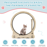Cat Exercise Wheel Indoor Cat Treadmill With Carpeted Running Track, Cat Exercise Wheel With Teaser Equipment, Safety Cat Treadmill With Locking Latch, Natural Wood, 39.4 "L X 13.2 "W X 41.3 "H Natural Wood Solid Wood