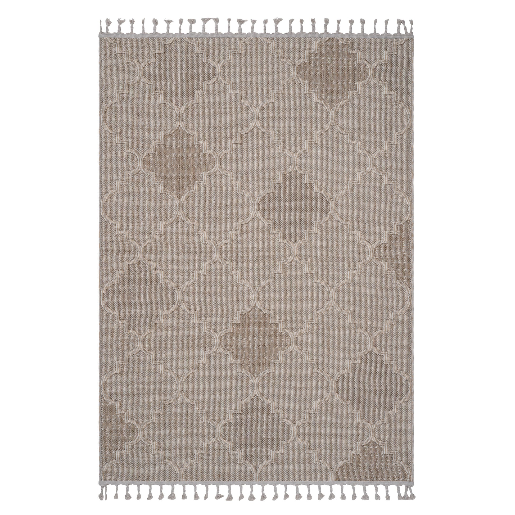 Naar Guros Collection 8X10 Cream Trellis Indoor Outdoor Area Rug Cream Polypropylene