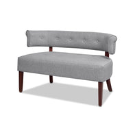 Jared Roll Arm Tufted Bench Settee, Light Grey Polyester Gray Foam Polyester