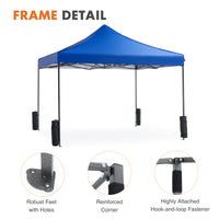 10 X 10Ft Pop Up Canopy Tent Easy Setup Outdoor Shade Instant Portable Sun Shelter Canopy Tent For Parties Camping Beach,Blue Blue Pe Rattan Iron Waterproof Fabric