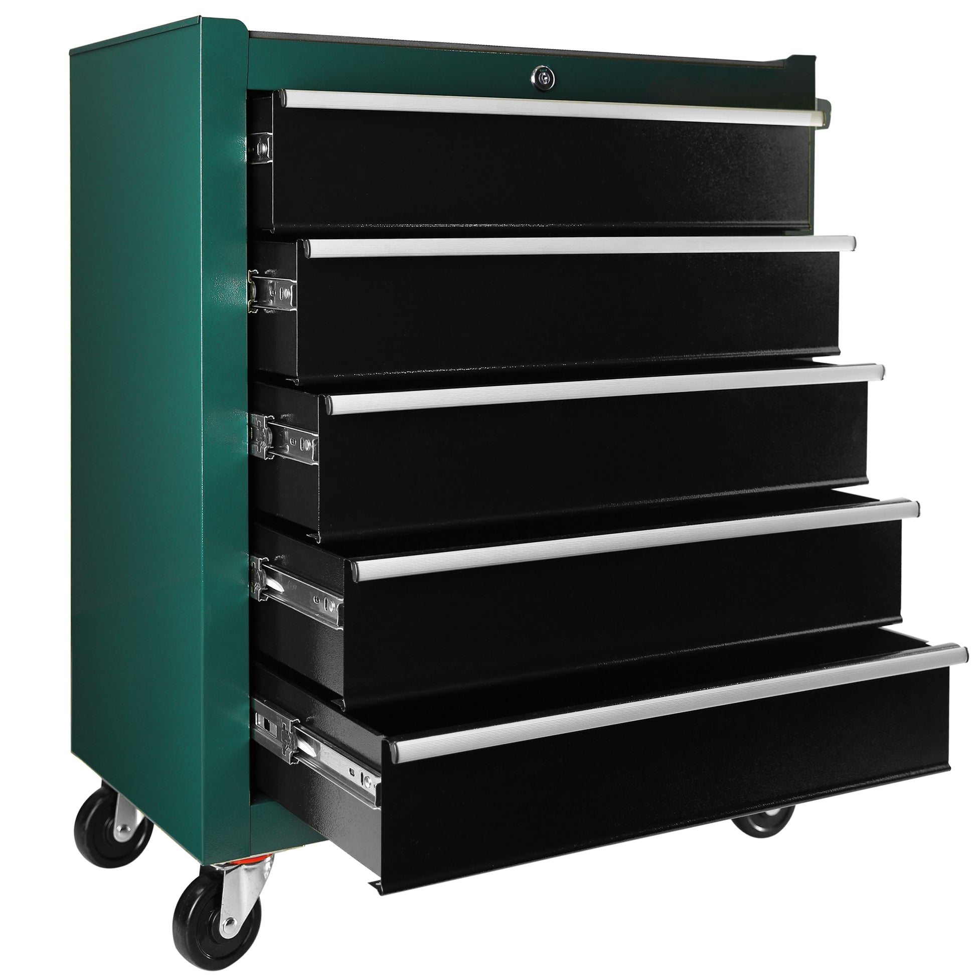 5 Drawers Rolling Tool Chest,Tool Cabinet On Wheels With Keyed Locking Stem And Drawer Liners,Tool Chest With Link Buckle And Can Be Combined To Large Cabinet Set,For Warehouse,Garage Green Steel