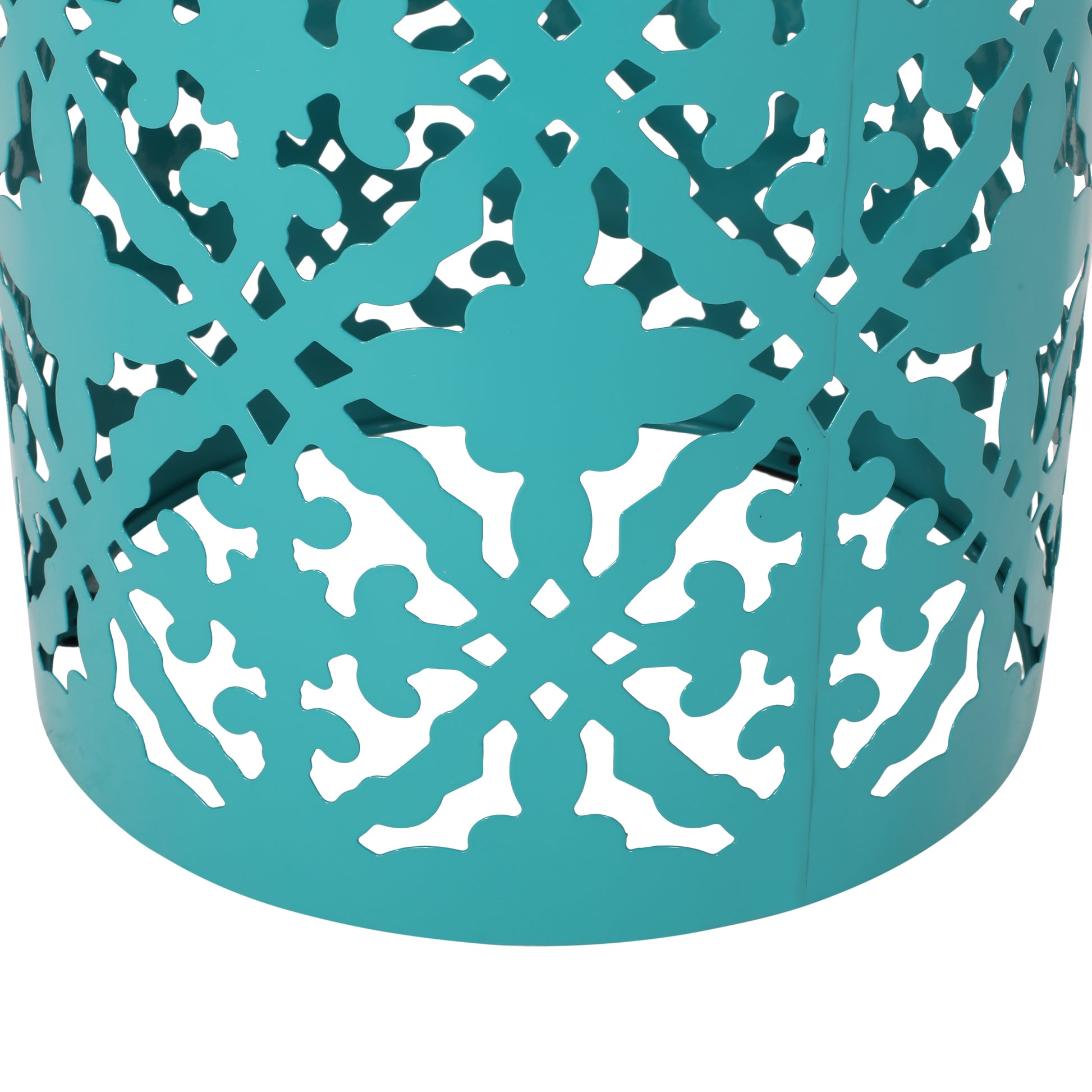 Castana Side Table Teal Rattan Fabric