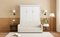 Full Size Murphy Bed Wall Bed With Cushion,White Full White Mdf Lvl