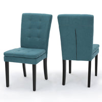 Dining Chair Aqua Blue Wood Fabric