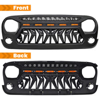 Front Matte Black Shark Grille Replacement Grill For Jeep Wrangler Jk 2007 2017 With Led Lights Black Abs