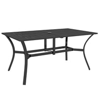 Outsunny Rectangle Outdoor Dining Table For 6 People, Steel Rectangular Patio Table With Umbrella Hole, Steel Frame For Garden, Balcony, Black Black Steel