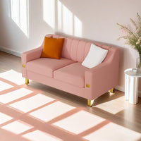 Fx P85 2S Pk 2 Seats Sofa Luxury Pink Velvet Loveseat Sofa With Gold Accents Modern 3 Seat Couch With Plush Cushions, Perfect For Living Room And Office Decor Temu Suitable Pink Velvet