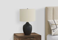 Lighting, 22"H, Table Lamp, Black Ceramic, Ivory Cream Shade, Transitional Black Ceramic