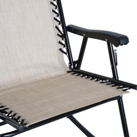 Outsunny 3 Piece Outdoor Rocking Chair Set, Patio Folding Lawn Rocker Set With Glass Coffee Table, Headrests For Yard, Patio, Deck, Backyard, Cream White Cream White Fabric