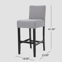 30 Inch Fabric Barstool With Solid Wood Frame Set Of 2 Light Grey Set Of 2 Fabric