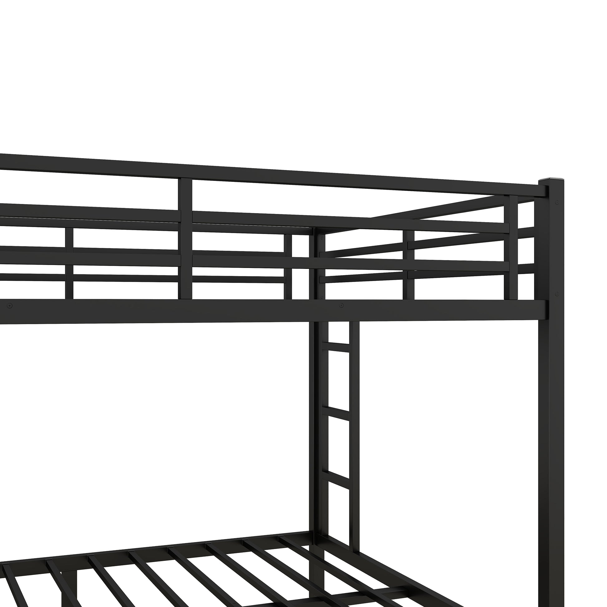 Metal Queen Over Queen Bunk Bed For Teens And Adults,Space Saving Noise Reduced No Box Spring Needed, Black Black Metal