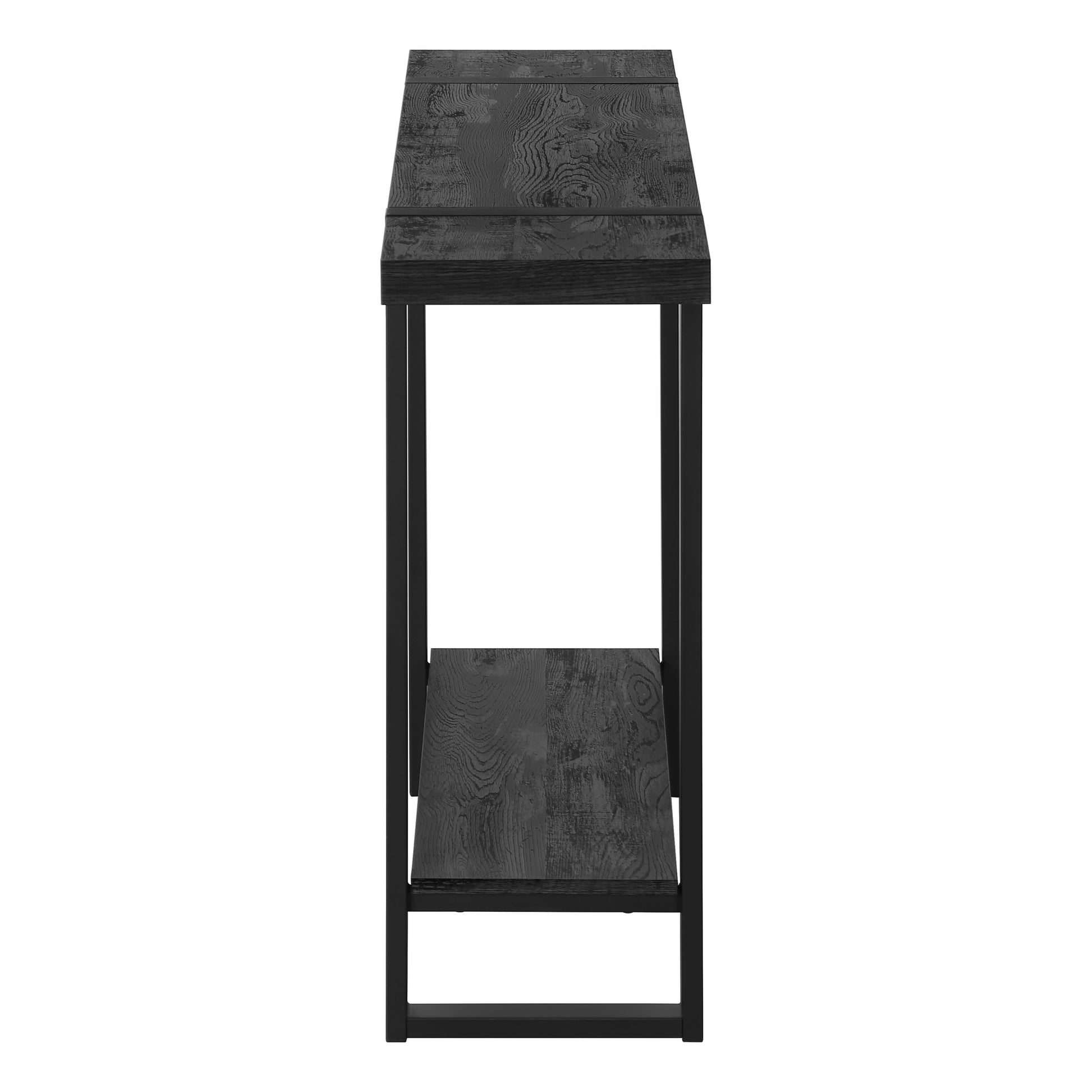 Accent Table, Console, Entryway, Narrow, Sofa, Living Room, Bedroom, Black Laminate, Black Metal, Contemporary, Modern Black Mdf