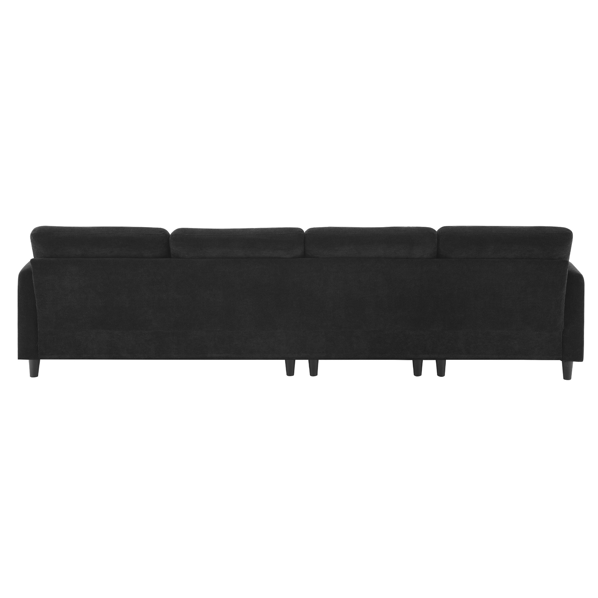 110*62" Modern Convertible Sectional Sofa,L Shaped Reversible Couch Set With Free Pillows,5 Seat Cloud Chenille Indoor Furniture With Ottoman For Living Room,Apartment,3 Colors Black Chenille 5 Seat