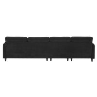 110*62" Modern Convertible Sectional Sofa,L Shaped Reversible Couch Set With Free Pillows,5 Seat Cloud Chenille Indoor Furniture With Ottoman For Living Room,Apartment,3 Colors Black Chenille 5 Seat