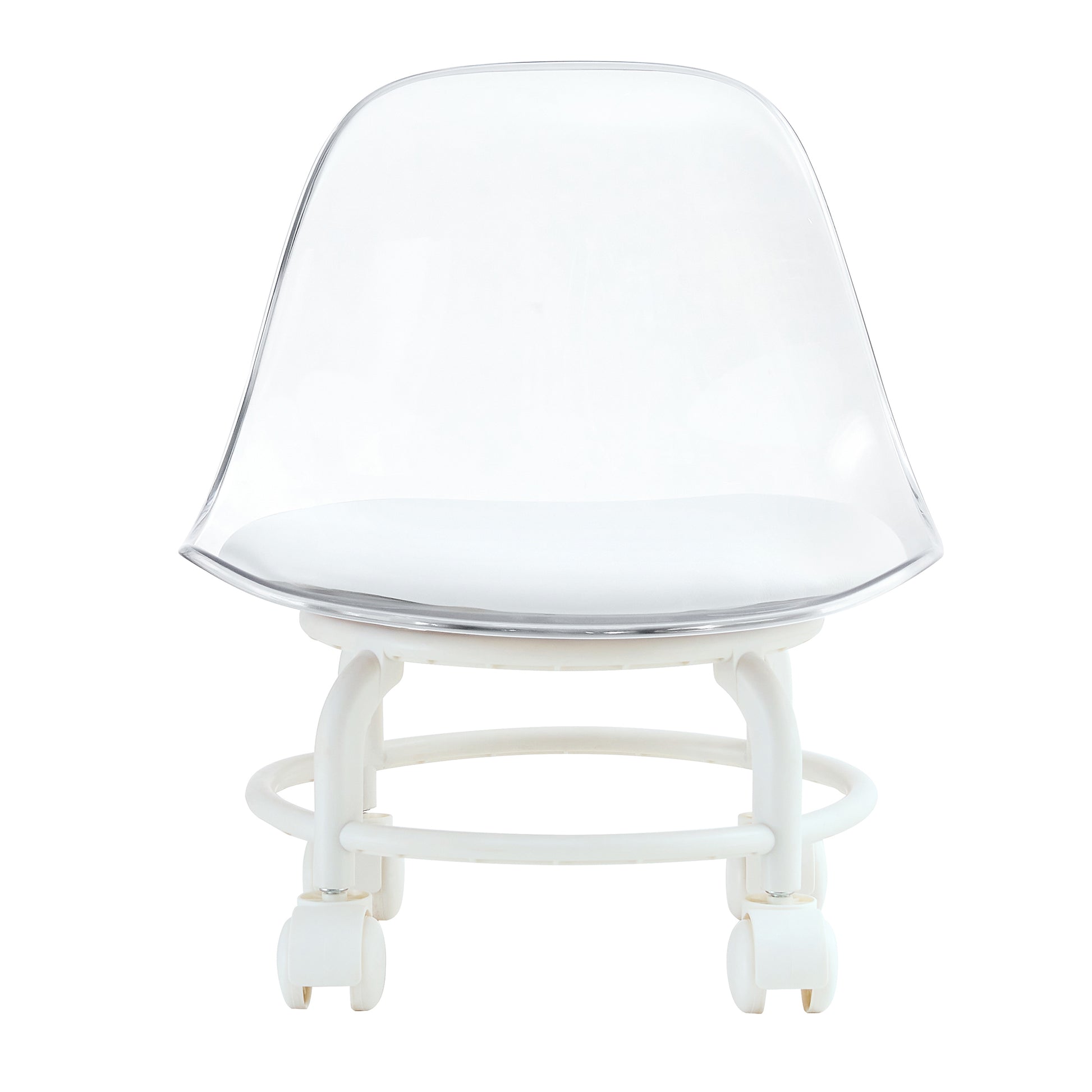The Small And Cute White Chair With Silky Pulleys Can Move Freely, Which Is Suitable For Use In Various Scenes, And Is A Good Choice For Fashion Style. White Pet