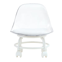The Small And Cute White Chair With Silky Pulleys Can Move Freely, Which Is Suitable For Use In Various Scenes, And Is A Good Choice For Fashion Style. White Pet
