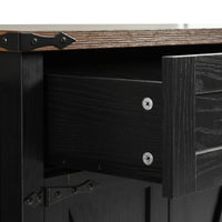 K&K 53.5''Farmhouse Kitchen Island With Power Outlet, Kitchen Storage Island With Drop Leaf, Spice Rack And Drawer, Rolling Kitchen Cart On Wheels, For Home, Kitchen And Dining Room, Black Black