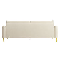 Fx P19 Be Sofa Beige Modern Velvet Couch With Gold Legs 85.83Inch With Pillows Beige Velvet 2 Seat